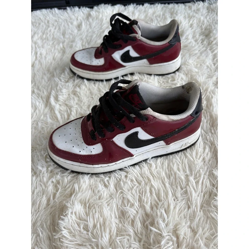 Nike Air Force 1 AF1 Burgundy Red Black White Low Top Sneakers‎ Shoes 6.5